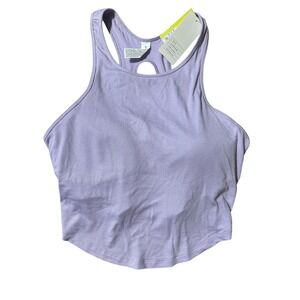 All in Motion Ribbed Cropped Tank Top Built in Shelf Bra Moisture Wicking XL
